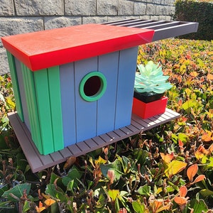 Birdhouse Mid Century House | PLA Plastic | 3d Printed | Colorful | Options