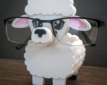 Sheep Eyeglass Holder | 3D Printed Animal Glasses Stand | Farmhouse Desk Organizer Gift