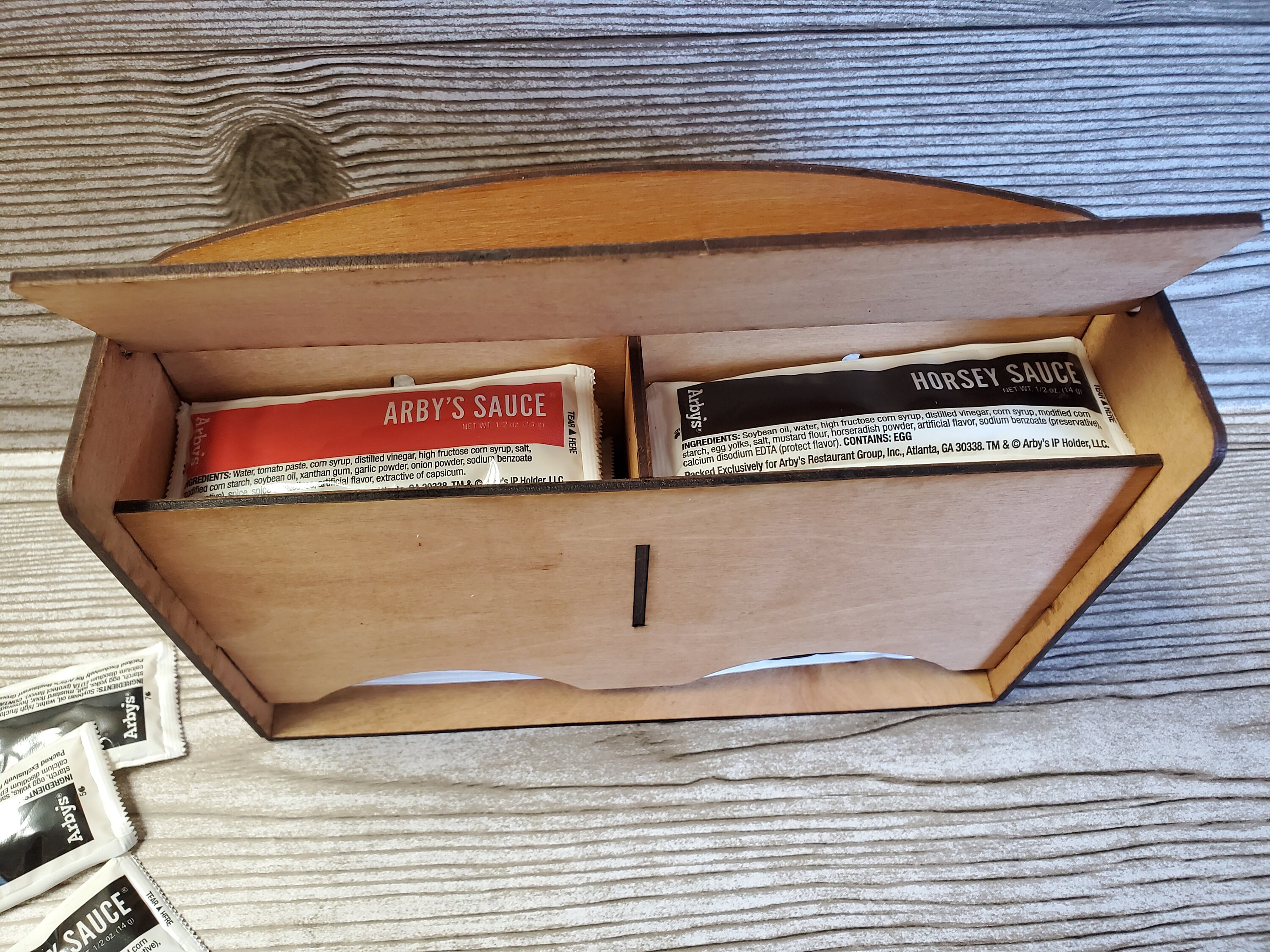 Sauce Large Packet Holder Laser Cut Wood To Go Containers Etsy