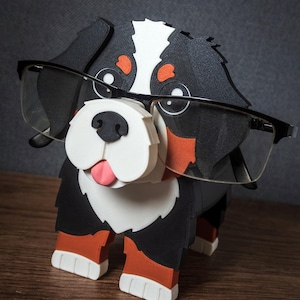 Bernese Mountain Dog Glasses Holder — 3D Printed Eyeglass Stand, Dog Lover Gift, Cute Desk Decor for Bernese Fans