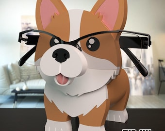 Corgi Eyeglass Holder | 3D Printed Dog Glasses Stand | Gift for Corgi Lovers