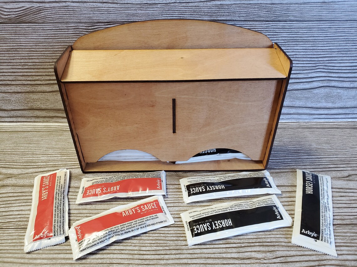 Sauce Large Packet Holder Laser Cut Wood To Go Containers Etsy