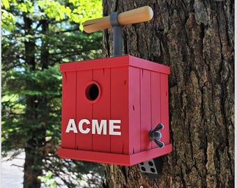 ACME Detonator Birdhouse | 3D Printed Novelty Bird House | Funny Cartoon Style Outdoor Decor Gift for Bird Lovers