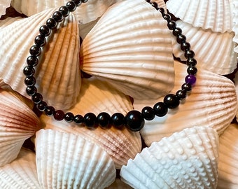Men’s Russian Shungite, Amethyst, Hematite Bracelet EMF Protection Stretch Jewellery