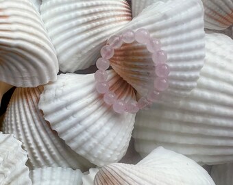 Rose Quartz for love beaded stackable ring