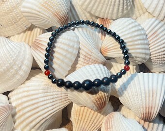 Russian Shungite, Carnelian, Hematite Bracelet EMF Protection Stretch Jewellery