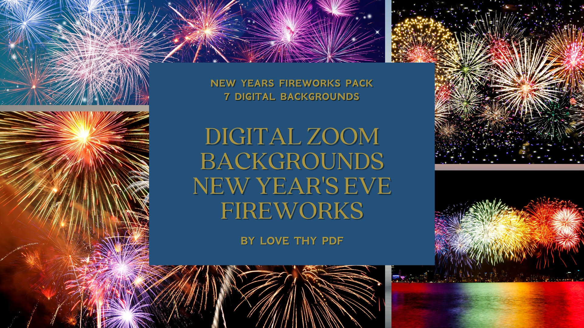 Zoom Fireworks Background 5pack High Quality Zoom Background New Years