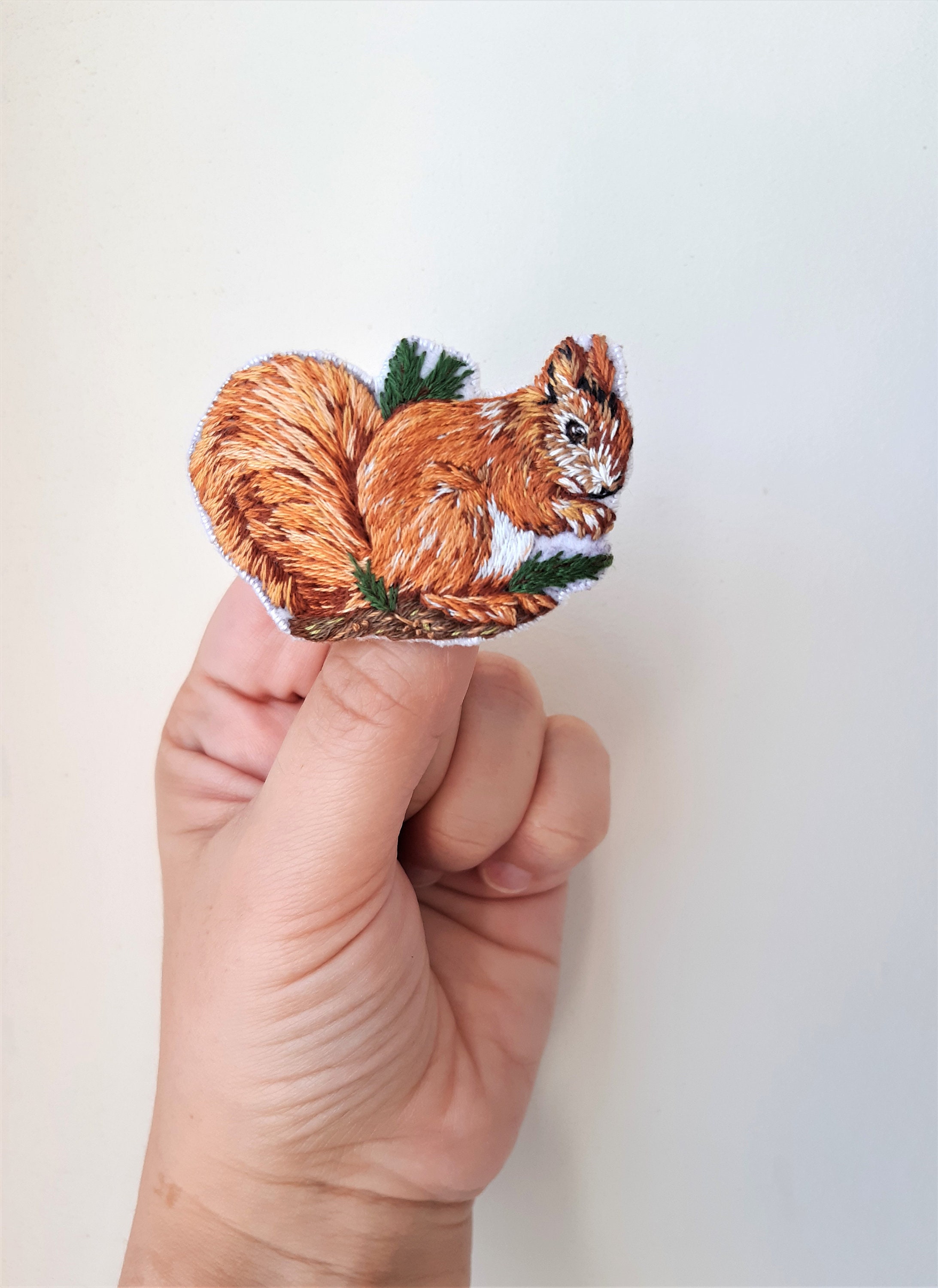 Brooch squirrel hand embroidery animal brooch hand Etsy
