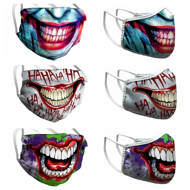 Set of 3 Joker Masks Joker Face Mask Reusable Mask Etsy