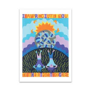 Psychedelic postcard (4 pack), mini art print, intergalactic friendship card, thank you card