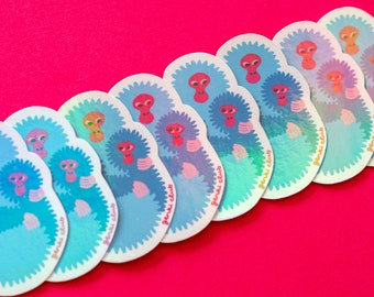 Holographic Snow Monkey Sticker