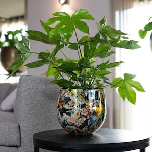 Handmade Floral Metal Plant Pot: Berry Blue Lammie Design, D15cm-D33cm