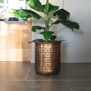 Handmade Copper Plant Pot, Tobi Embossed Metal Planter, Indoor Use, Multiple Sizes, D41-D27cm