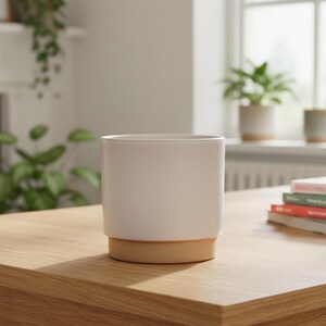 White Ceramic Plant Pot | Modern Minimalist Design| (D13cm-D16cm)