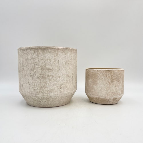 Lars Beige Ceramic Plant pots,textured surface, sizes available