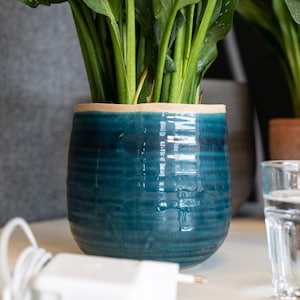 Turquoise Blue Handmade Ceramic Plant Pot: Indoor Planter, D8cm-D21cm