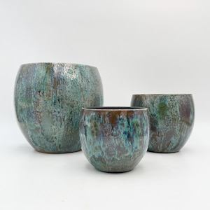 Handmade Turquoise Ceramic Plant Pot: Loren, multiple sizes, d14cm-d34cm. Artisan Blue Indoor Planter for Home Decor