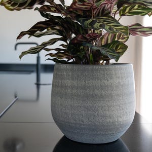 Handmade Grey Ceramic Plant Pot, Esra Sustainable Zen Home Decor, Multiple Sizes, D22cm, D31cm