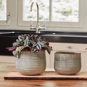 Iris Handmade Mint Green Ceramic Planter: Modern Indoor Plant Pot, multiple sizes