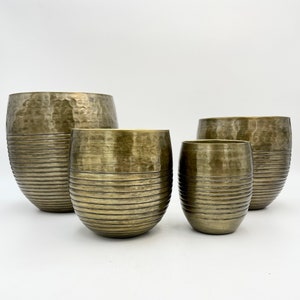 Fabio brass antique metal plant pot, sizes available, handmade large metal plant pot, NEW XL sizes added, retro metal pot
