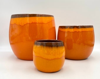 Handmade Orange Ceramic Plant Pot | Indoor Planter (Slight Imperfections)