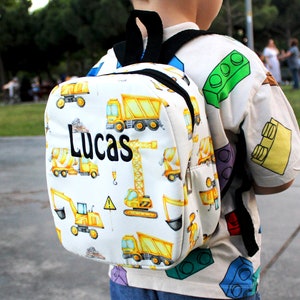 Personalized Toddler Backpack Boy, Truck Backpack, Daycare Backpack,Preschool Book Kids Bag, Embroidered Kids Backpack, Baby Birthday Gift