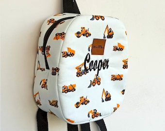 Toddler Kid Backpack Boys, Digger Truck Tractor Bag, School Book Backpack, Personalized Baby Gifts