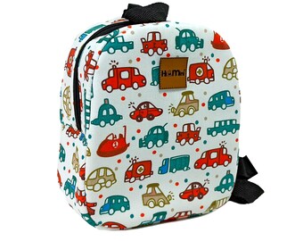 Personalized Gift for Kids Boy, Cars Backpack, Small Preschool Bag, Monogrammed