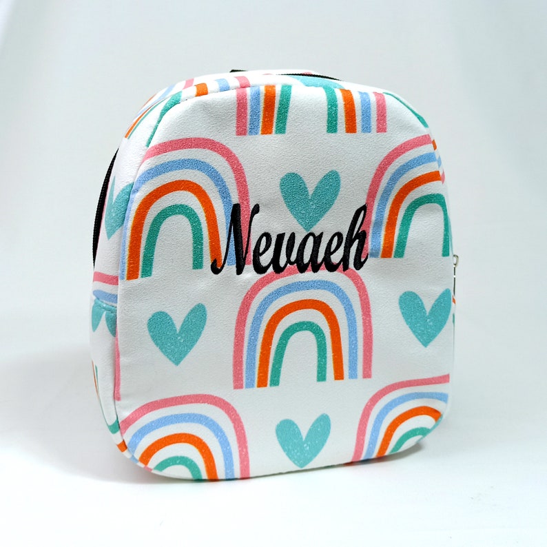 Rainbow Backpack for Toddler, Personalized Kids Backpack Girl, Preschool Backpack, Gifts for Kids, Embroidered Backpack, Baby Girl Gift image 3