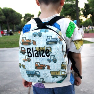Toddler Kid Backpack Boys, Gift for Kids Boy, Digger Truck Tractor Bag, School Book Backpack, Personalized Baby Gifts