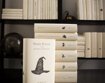Deutsche HP-Buchschutzumschläge, minimalistisches Bücherregal-Dekor-Set, personalisierbar