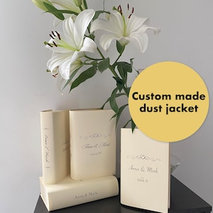 MATRIMONIO Copertina del libro personalizzata Design Sovraccoperta Centrotavola bianco minimalista Semplice regalo personalizzato