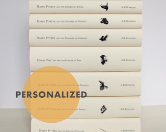 HP books dust jackets set | Illustrated minimalistic covers | bookshelf decor