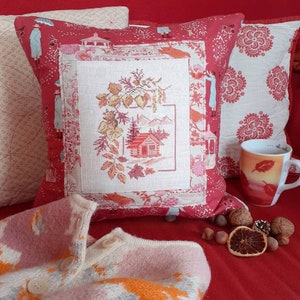Un AUTOMNE au CHALET 刺繍クッションカバー
