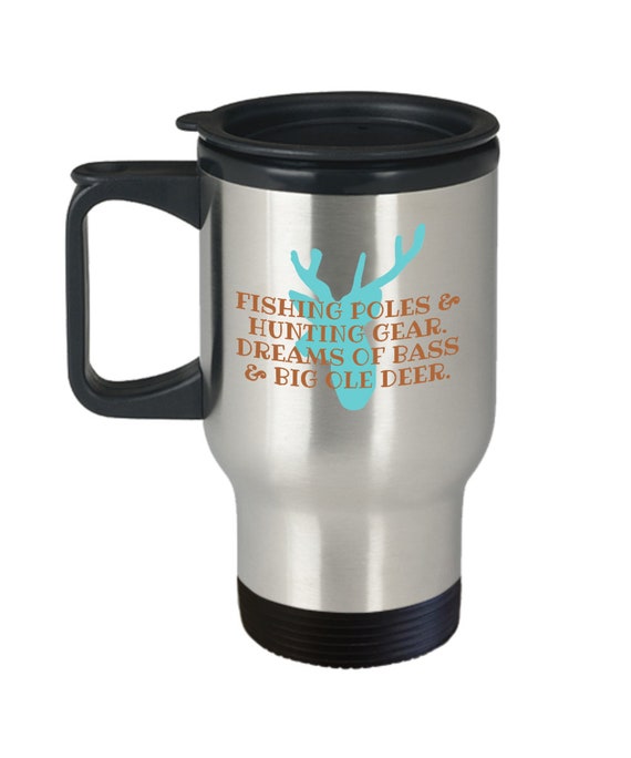 Hunting gifts fishing poles and hunting gears birthday christmas gift idea  for men women travel mug