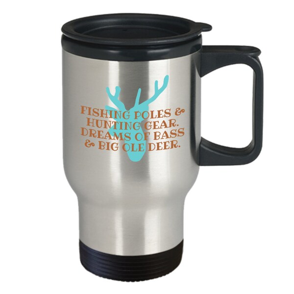 Hunting gifts fishing poles and hunting gears birthday christmas gift idea for men women travel mug