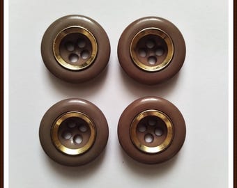 Brown Buttons with Golden Metal Inside