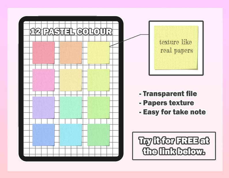 24 Digital Post-it L Digital Sticky Notes, Digital Sticker, Notepads ...