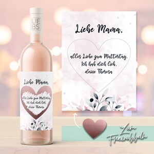 Weinlabel | rosegoldenes Rubbellos | Personalisierter Name und Nachricht | Muttertag | Geschenk | Geburtstag | Trauzeugin | Hochzeit