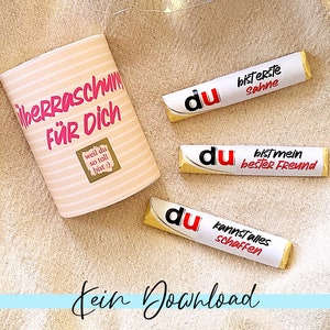 Personalisierte Aufkleber und Banderole mit Rubbellos | z.B. für Duplo | Überraschung für dich | DU Botschaften | Geschenk | Dankeschön