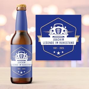 Bieretikett | Legende im Ruhestand | Rente | Personalisiertes Geschenk mit Wunschnamen | Bier | Flaschenetikett | Kollege | Abschied