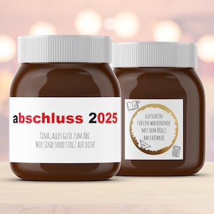 Etikett mit Rubbellos | z.B. für Nutella | Personalisierte Texte | Abschluss | Geschenk | Gutschein | Rubbelsticker | Abschlussgeschenk
