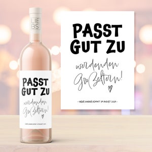 Weinlabel | Schwangerschaft verkünden | Etikett | Großeltern | Eltern | Geschenk | Personalisiert mit Wunschtext | Oma | Opa | Papa | Mama