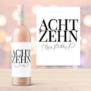 Weinlabel | Geburtstag | z.B. 18. Geburtstag | Achtzehn | Personalisierung mit Wunschtext und Wunschfarbe | Geschenk | Geburtstagsgeschenk