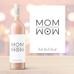 Weinlabel | MOM WOW | Personalisiertes Muttertagsgeschenk mit Wunschtext