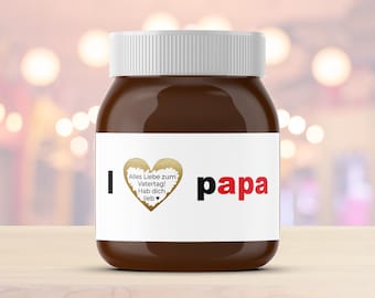 Personalisiertes Etikett mit Rubbellos | z.B. für Nutella | I love Papa | Vatertag | Geschenk | Wunschtext