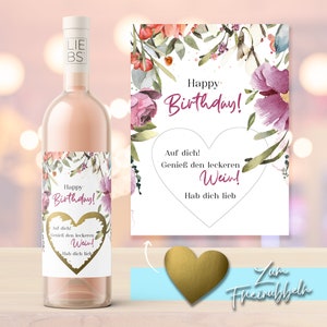 Wijnetiket | Fijne verjaardag | Wijnetiket met krashart | Gepersonaliseerde boodschap | Persoonlijk cadeau | verjaardag | Fles etiket
