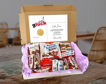 Personalisierte Geschenkbox mit Süßigkeiten und Rubbellos | Kinder | Schokolade | Geburtstag | Danke | Viel Glück | Persönliches Geschenk