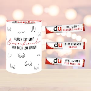 Personalisierte Aufkleber und Banderole | z.B. für Duplo | Glück ist eine Busenfreundin wie dich zu haben | DU Botschaften | Geschenk