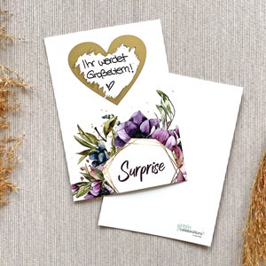 Postkarte A6 "Surprise" | Rubbellos | DIY Gutschein | Schwangerschaft | Hochzeit